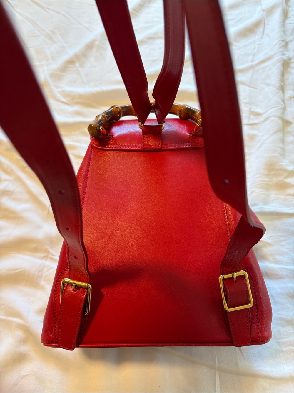 Vintage Tom Ford Era Gucci Red Mini Bamboo Backpack - Picture 5 of 16